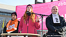 Karoline Herrmann auf der Demo in Rostock