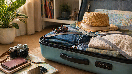 Ein gepackter Reisekoffer