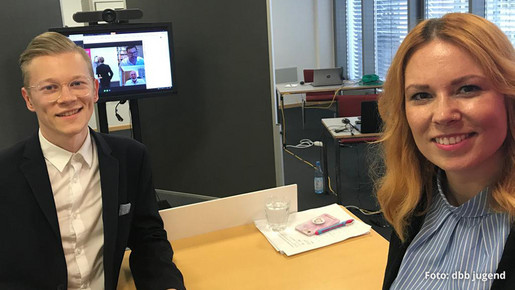 dbb jugend Chefin Karoline Herrmann und Marcel Oehm, Vorsitzender der dbb jugend berlin