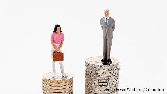 Kreutz: „Der Arbeitsmarkt muss attraktiver sein als der Heiratsmarkt“ Das Foto zeigt eine männliche und eine weibliche Figur, die auf Münzstapeln stehen. Der Stapel der männlichen Figur ist deutlich höher.