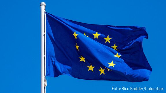 Aktuelles aus dem Herzen der EU - Juni Das Foto zeigt eine Europaflagge, die im Wind flattert.